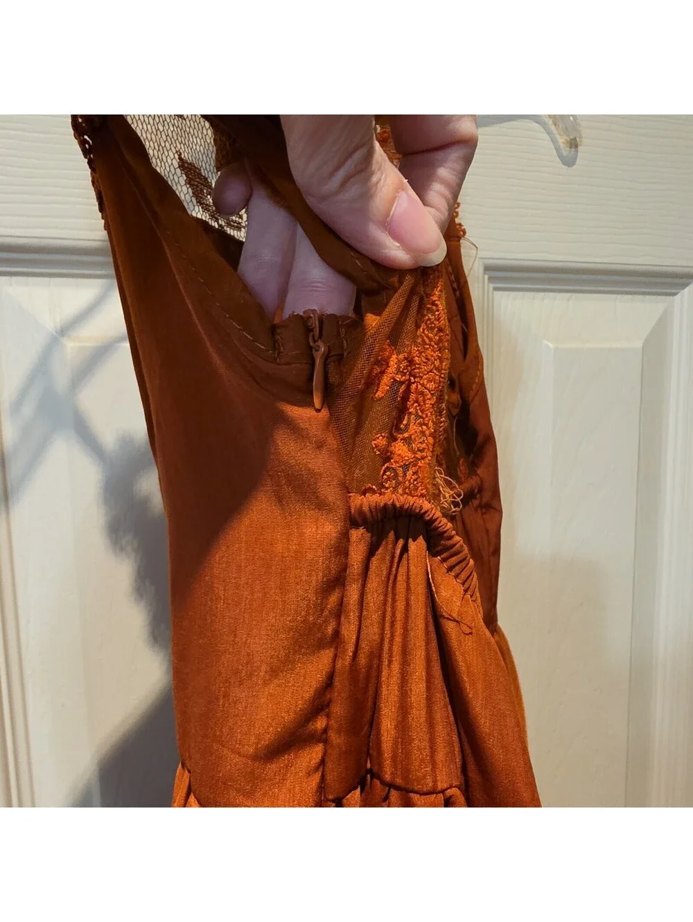 Joyfolie By Mia Joy 6 Girls Rust Colored Sleeveless Lace Tiered Maxi Dress